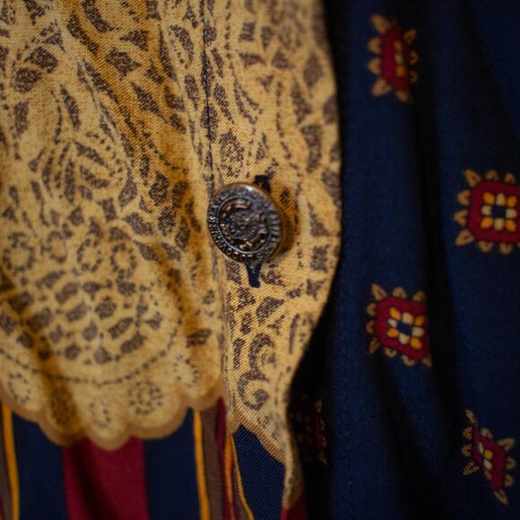 Eclectic VTG F Stop Shirt Mixed Patchwork Print Western Button M | True Autumn - Picture 2 of 8